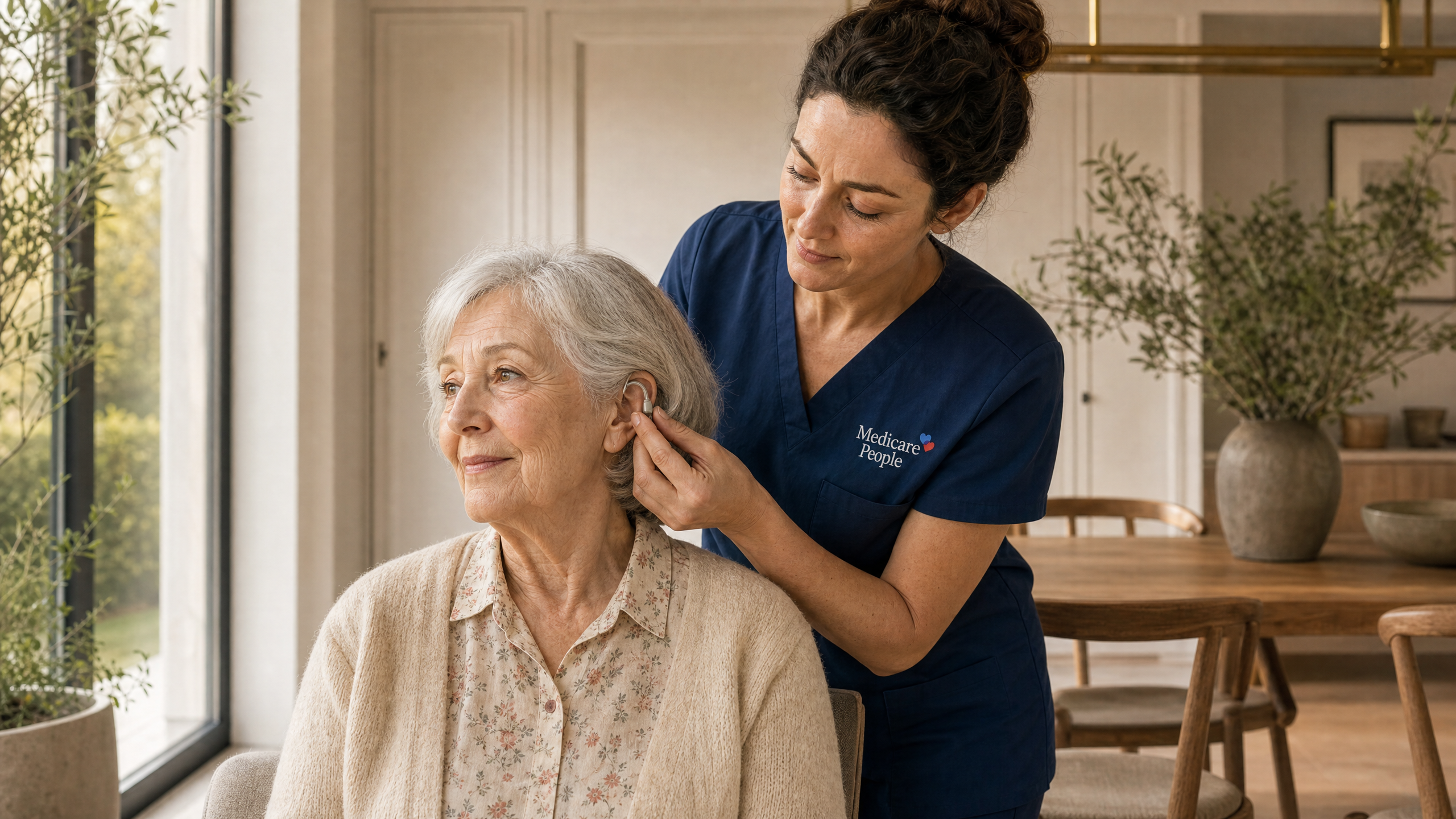 A hearing impairment female carer speaking clearly with a person receiving support at home