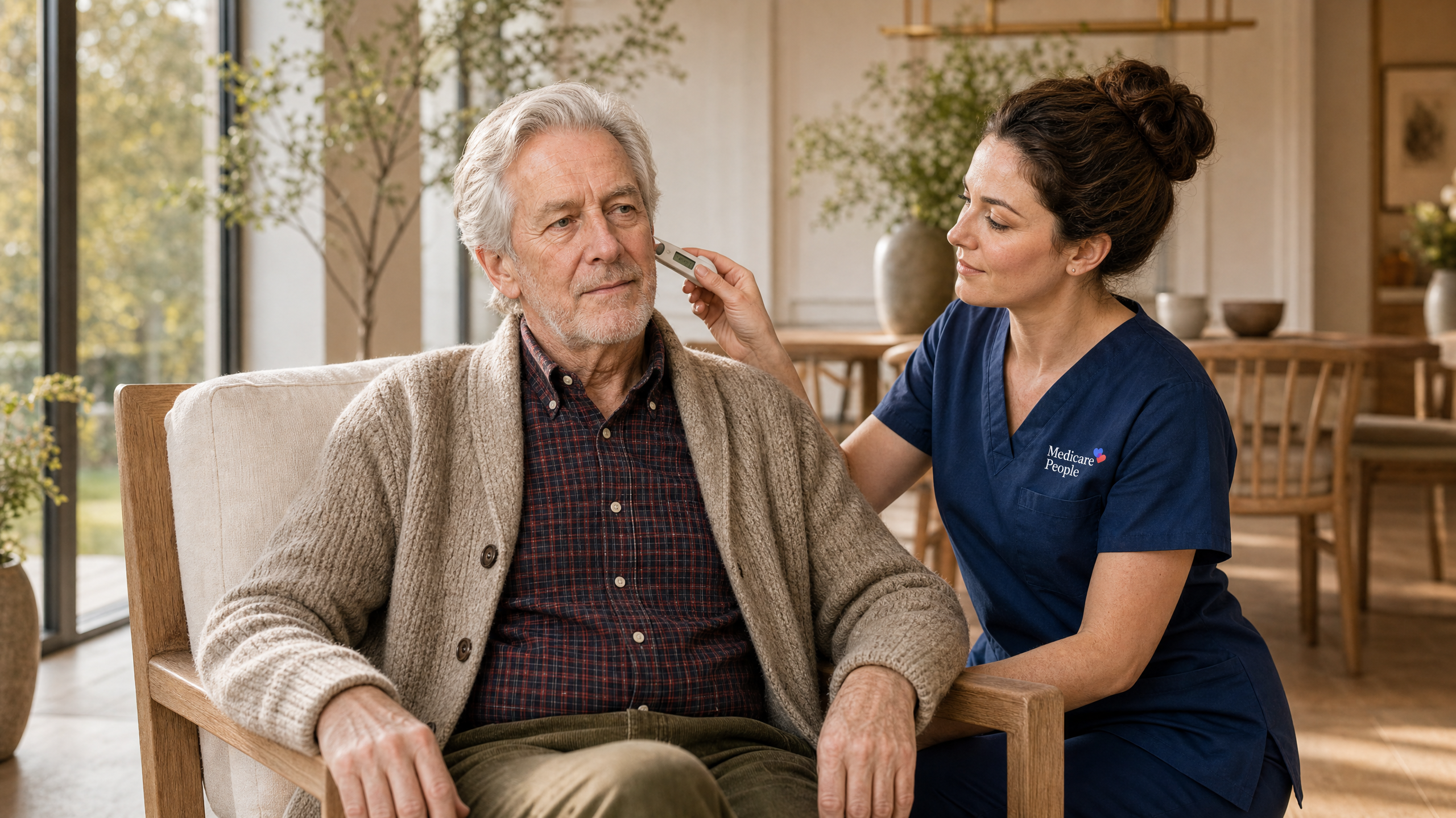A hearing impairment carer speaking clearly with a person receiving support at home
